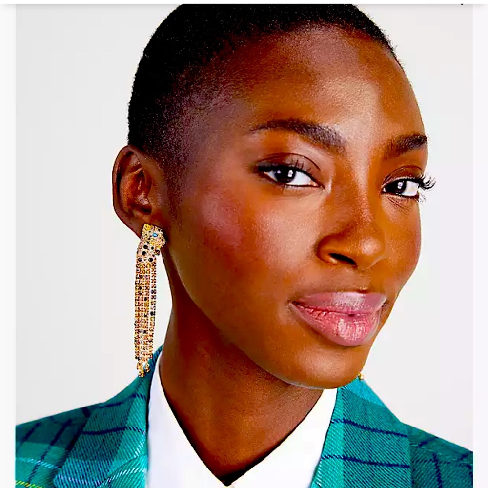 Kate Spade “Fierce” linear earrings.